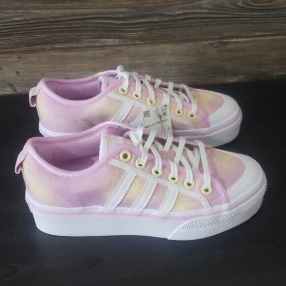 New Adidas Nizza Platforms Womens Shoes Size 7 Lilac Tie Dye Summer Festival - Picture 5 of 10